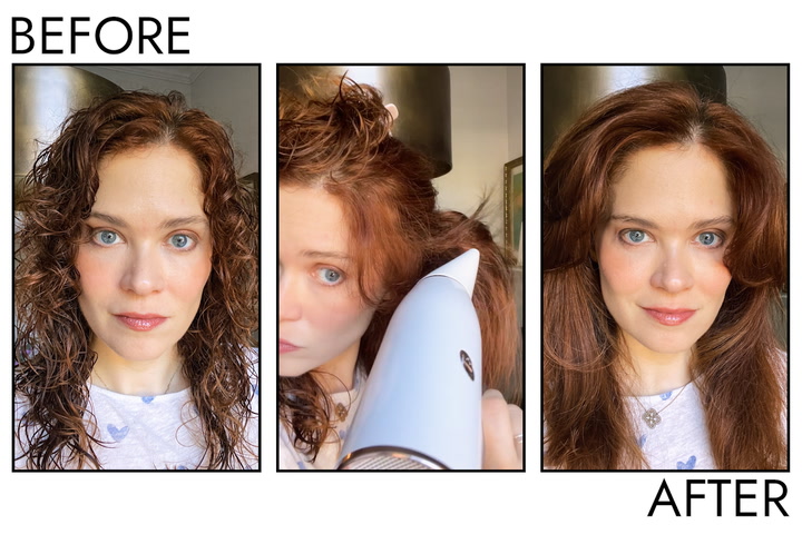 7 Best Hair Dryers for Curly Hair—Byrdie Editor-Tested in 2025 20 Site Loop: Person's Hair Before and After Using T3 Aireluxe Hair Dryer