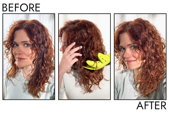 7 Best Hair Dryers for Curly Hair—Byrdie Editor-Tested in 2025 24 Site Loop: Person's Hair Before and After Using DevaCurl DevaDryer