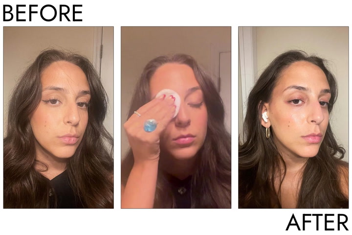 Site Loop: Person’s eye before and after using Lancome Bi-Facil Double-Action Eye Makeup Remover