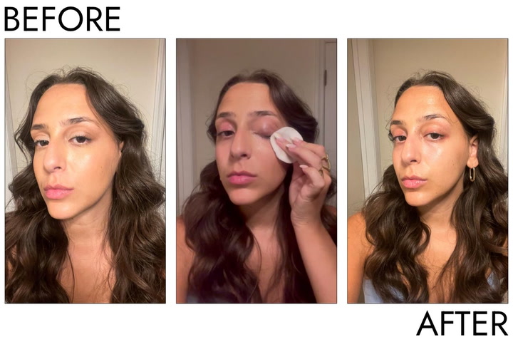 Site Loop: Person’s eye before and after using Clinique Take The Day Off Makeup Remover