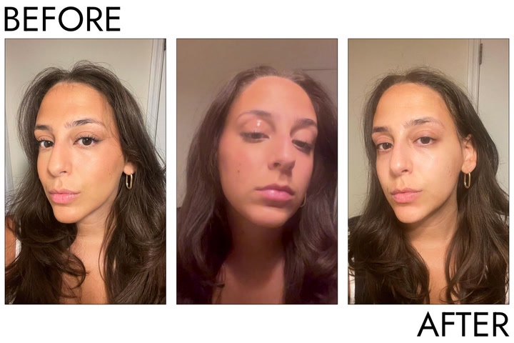 Site Loop: Person’s eye before and after using Fenty Skin Melt Awf Jelly Oil Makeup-Melting Cleanser