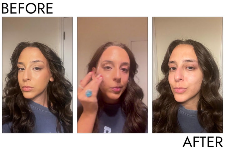 Site Loop: Person’s eye before and after using Tatcha The Indigo Cleansing Balm Moisturizing Makeup Remover